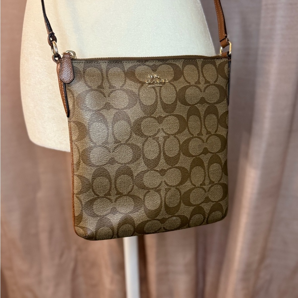 Coach Signature Crossbody Bag – Brown Monogram Coated Canvas